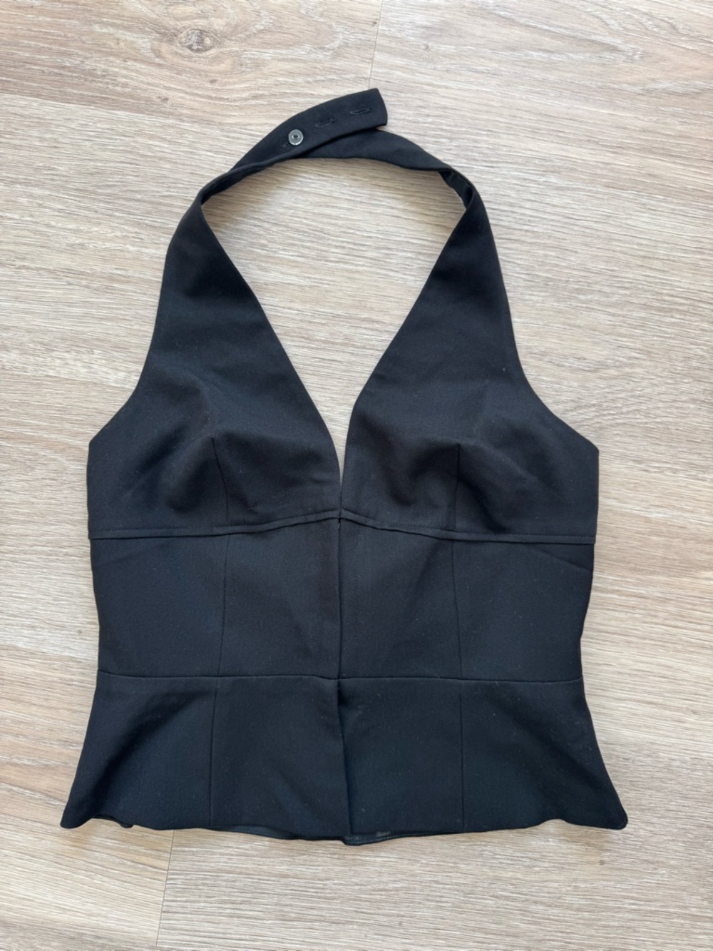 Glassons Black Halter Plunge Peplum Top
